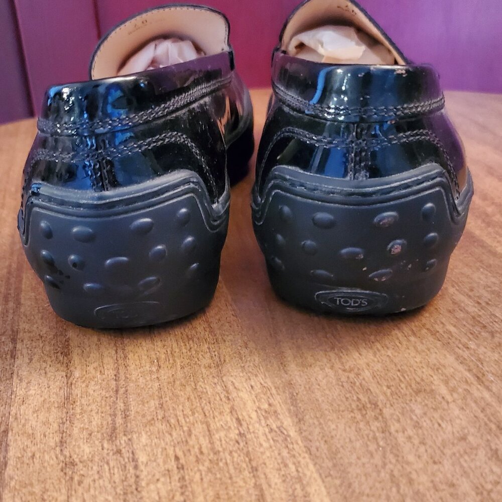 Tod's Black Patent Leather Loafers Women's Driving Moccasins EU Size 40 - US 9.5 - Picture 3 of 8